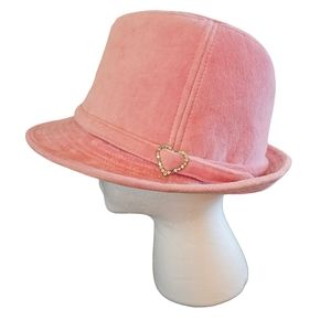 Pink Fedora hat cute heart accent.